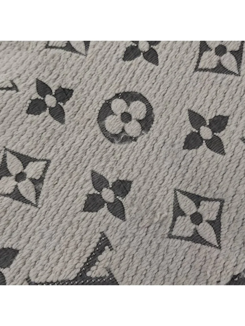 Louis Vuitton Scarf Escherve Logo Mania Wool Silk Light Gray